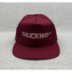 VTG Truckway Blockhead Snapback Hat Mens OSFM Red Maroon Transportation Trucking